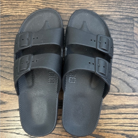 Black Slide Sandals - Picture 2 of 3